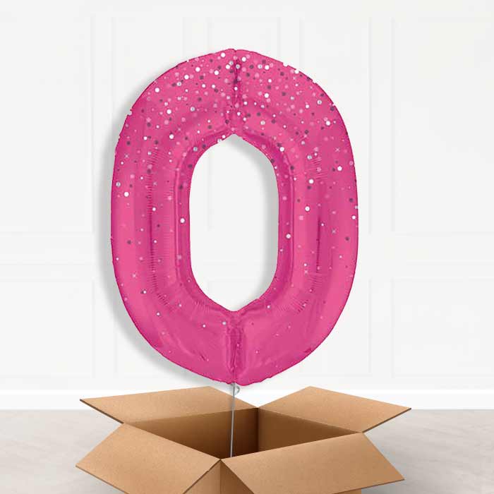 Hot Pink Dots Helium Filled Number Balloons 0-9 - Party Save Smile
