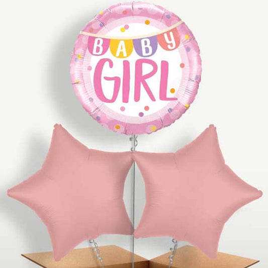 Baby Girl New Baby Bunch of Balloons inflated with Helium | Party Save Smile