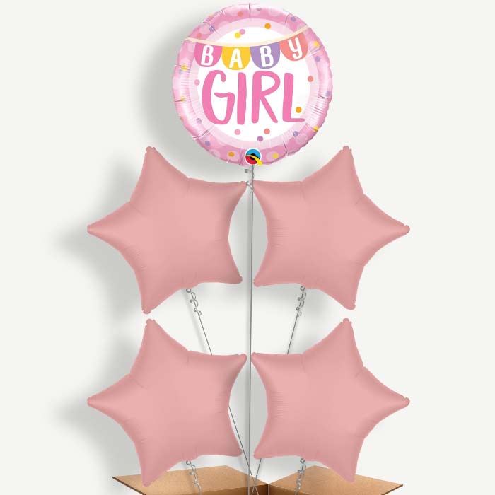 Baby Girl New Baby Balloon Cluster Inflated with Helium | Party Save Smile