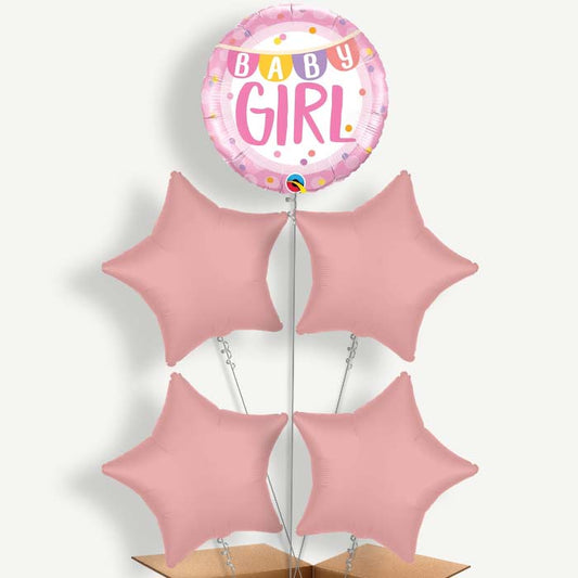 Baby Girl New Baby Balloon Cluster Inflated with Helium | Party Save Smile
