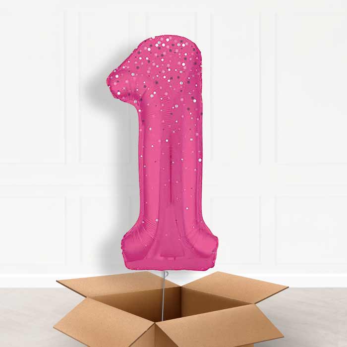 Hot Pink Dots Helium Filled Number Balloons 0-9 - Party Save Smile