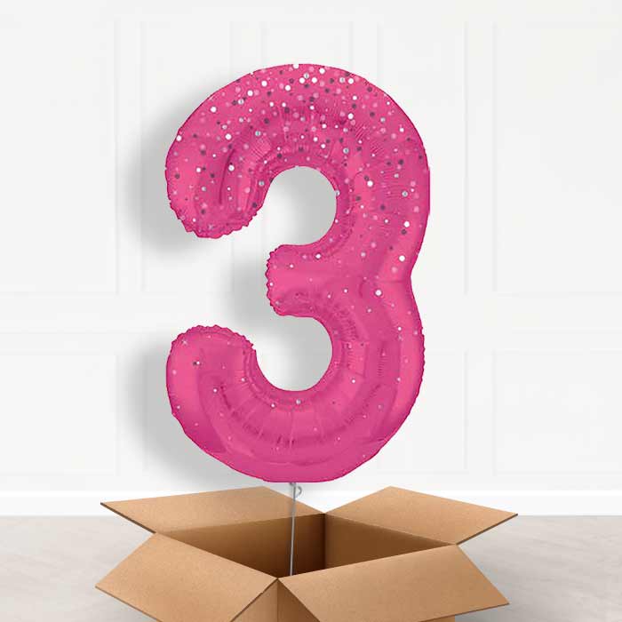 Hot Pink Dots Helium Filled Number Balloons 0-9 - Party Save Smile