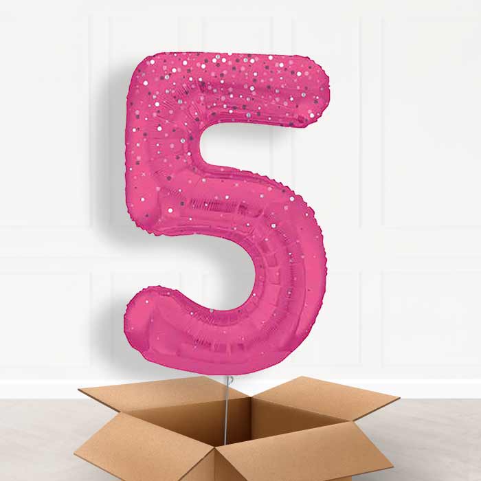 Hot Pink Dots Helium Filled Number Balloons 0-9 - Party Save Smile