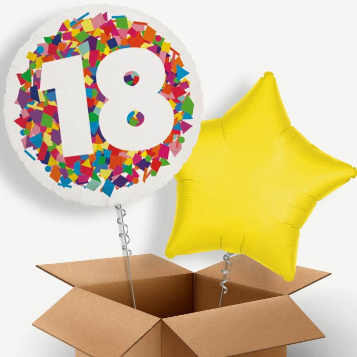 Bright Confetti 18th Birthday Helium Balloon Duo | Party Save Smile