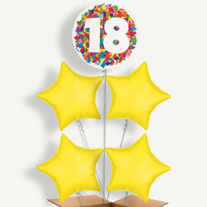 Bright Confetti 18th Birthday 5 Helium Cluster Balloons
