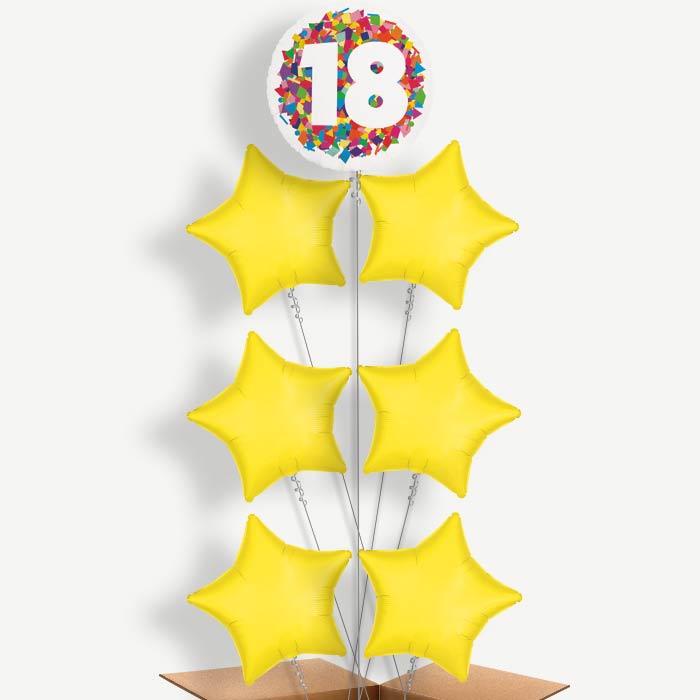 Bright Confetti 18th Birthday Helium Balloon Arrangement | Party Save Smile