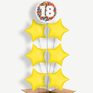 Bright Confetti 18th Birthday 7 Helium Balloon Arrangement