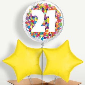 Bright Confetti 21st Birthday Bunch of Balloons (Trio)