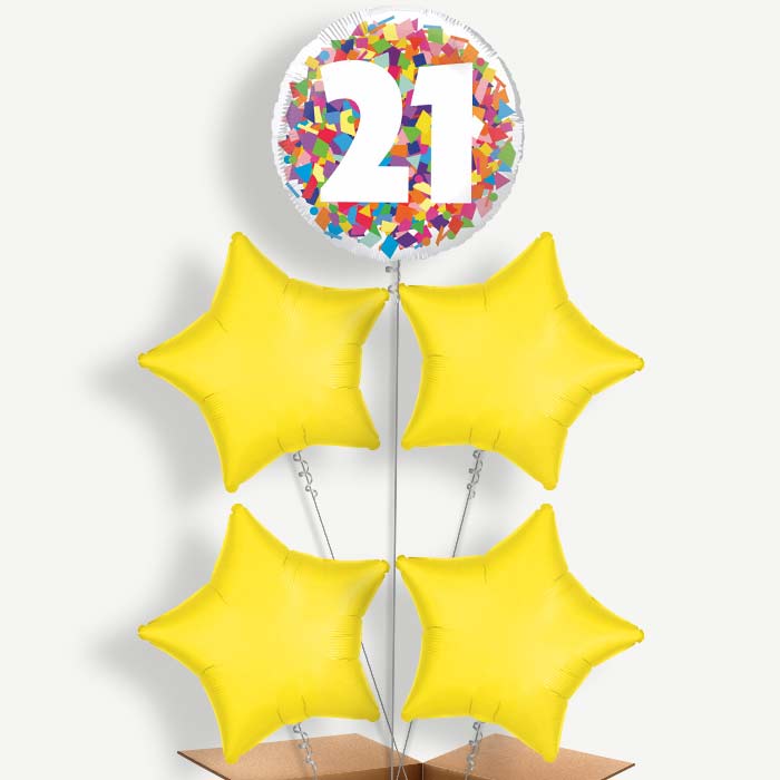 Bright Confetti 21st Birthday Helium Cluster Balloons | Party Save Smile