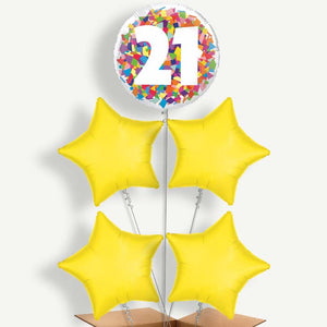 Bright Confetti 21st Birthday 5 Helium Cluster Balloons