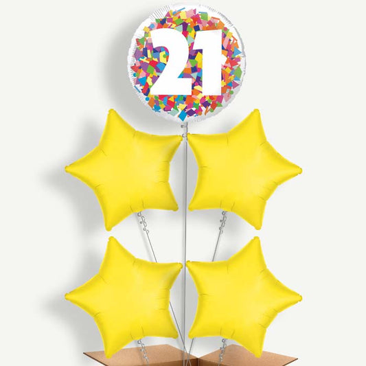 Bright Confetti 21st Birthday Helium Cluster Balloons | Party Save Smile