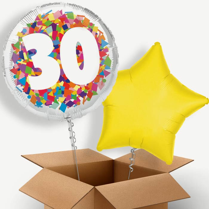 Bright Confetti 30th Birthday Helium Balloon Duo | Party Save Smile