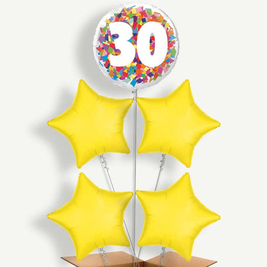Bright Confetti 30th Birthday Helium Cluster Balloons | Party Save Smile