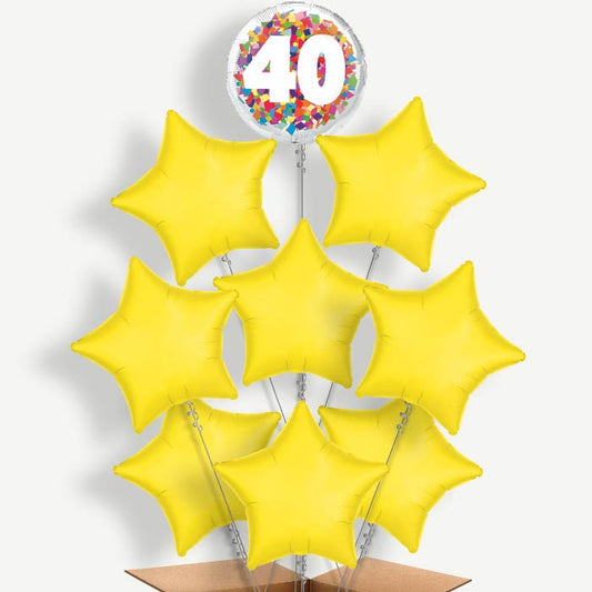 Bright Confetti 40th Birthday Helium Balloon Bundle | Party Save Smile