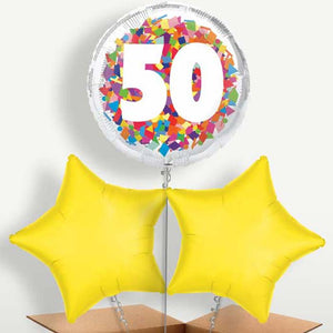 Bright Confetti 50th Birthday Bunch of Balloons (Trio)
