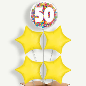 Bright Confetti 50th Birthday 5 Helium Cluster Balloons