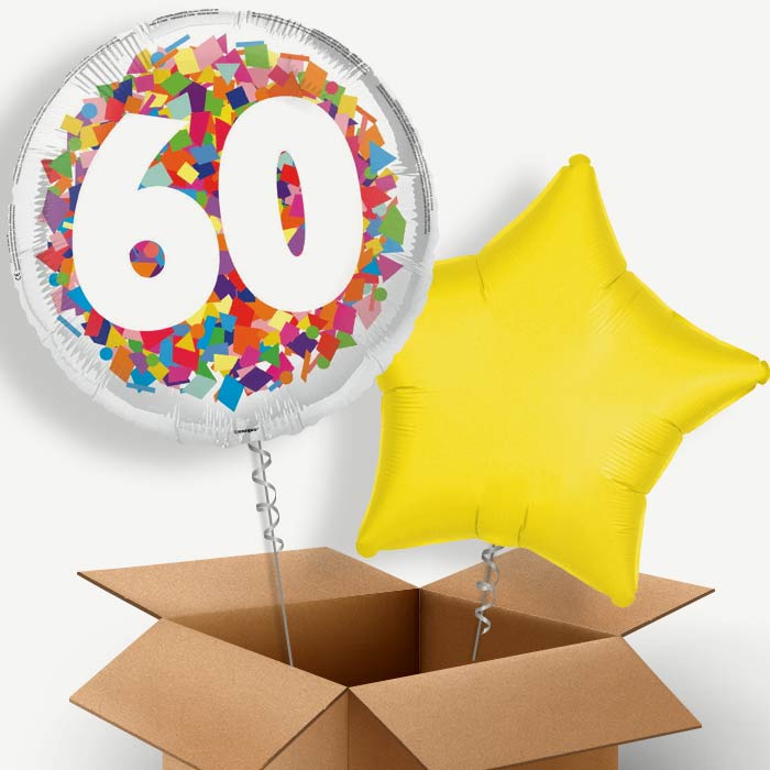 Bright Confetti 60th Birthday Helium Balloon Duo | Party Save Smile