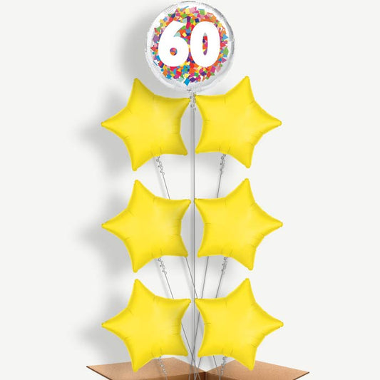 Bright Confetti 60th Birthday Helium Balloon Arrangement | Party Save Smile
