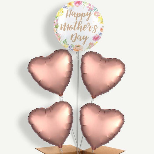 Floral Happy Mother's Day Helium Cluster Balloons | Party Save Smile