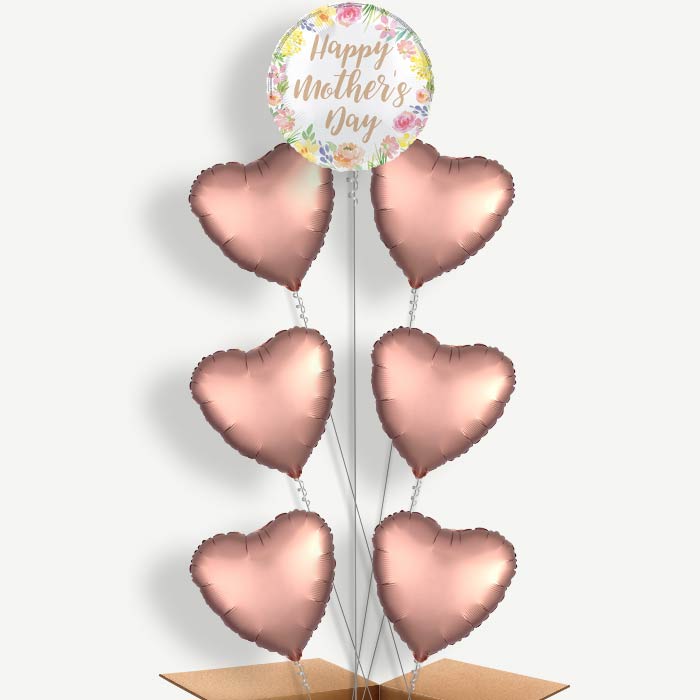 Floral Happy Mother's Day Helium Balloon Arrangement | Party Save Smile