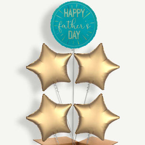 Blue & Gold Happy Father's Day 5 Helium Cluster Balloons