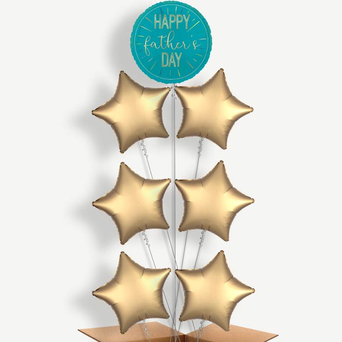 Blue & Gold Happy Father's Day Helium Balloon Arrangement | Party Save Smile