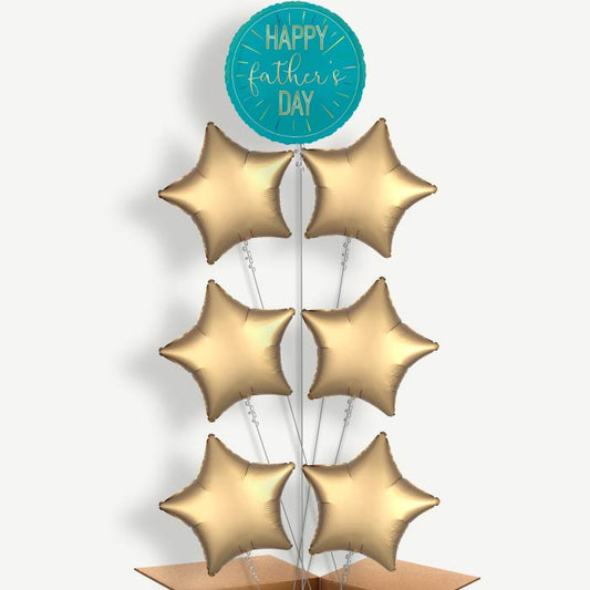 Blue & Gold Happy Father's Day Helium Balloon Arrangement | Party Save Smile