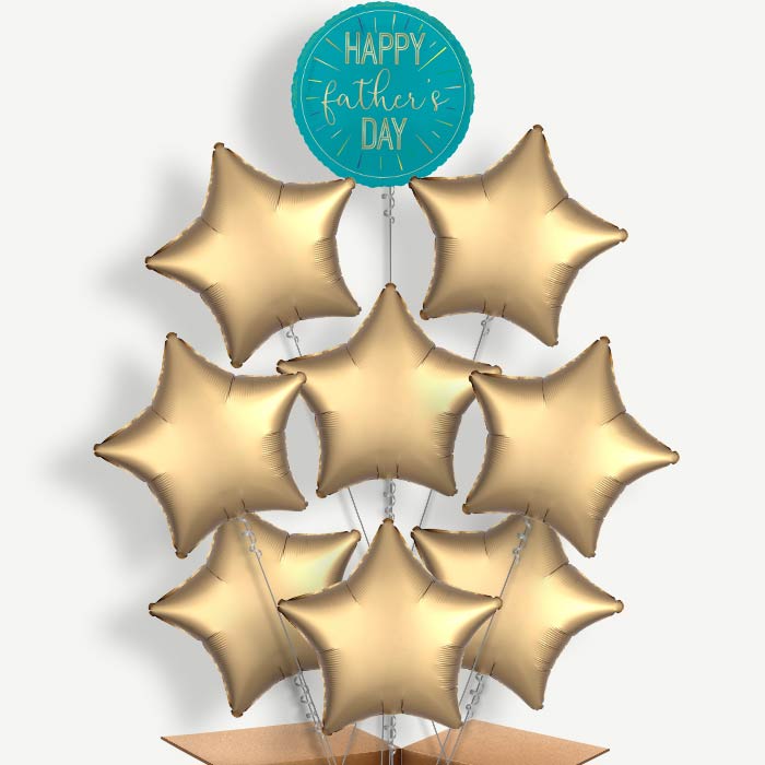 Blue & Gold Happy Father's Day Helium Balloon Bundle | Party Save Smile