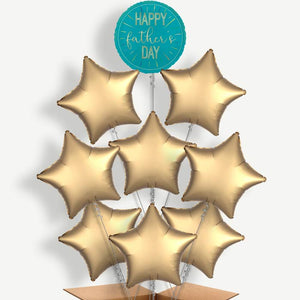 Blue & Gold Happy Father's Day 9 Helium Balloon Bundle