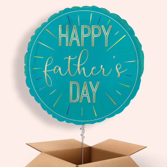 Blue and Gold Happy Father's Day Helium Balloon in a Box - 1 Balloon | Party Save Smile