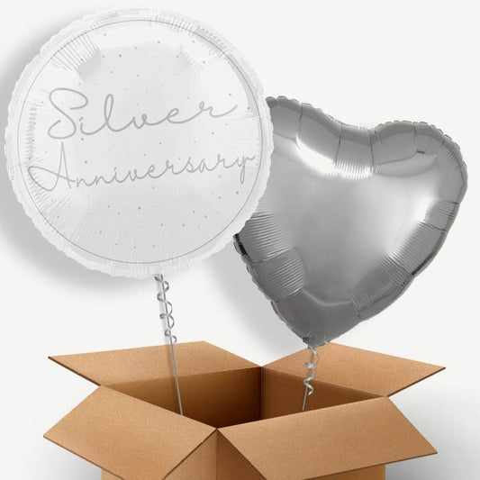 Silver Anniversary Helium Balloon Couple | Party Save Smile