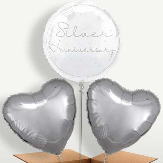 Silver Anniversary Helium Bunch of Balloons | Party Save Smile