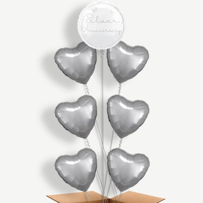 Silver Anniversary Helium Balloon Arrangement | Party Save Smile