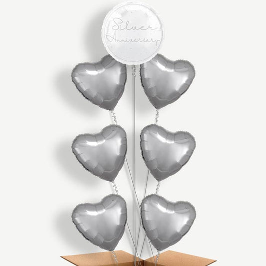 Silver Anniversary Helium Balloon Arrangement | Party Save Smile