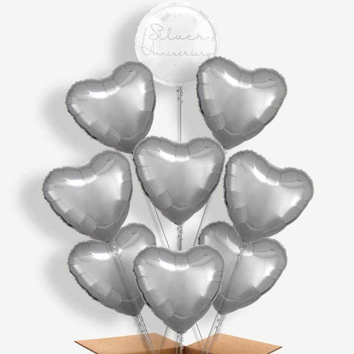 Silver Anniversary Helium Balloon Bundle | Party Save Smile