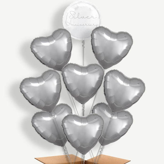 Silver Anniversary Helium Balloon Bundle | Party Save Smile