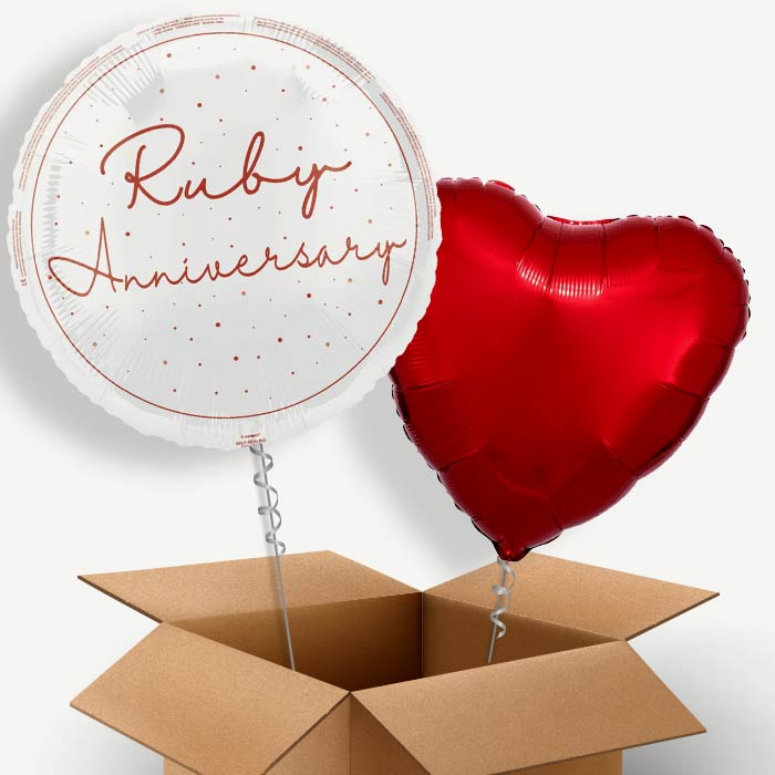 Ruby Anniversary Helium Balloon Couple | Party Save Smile