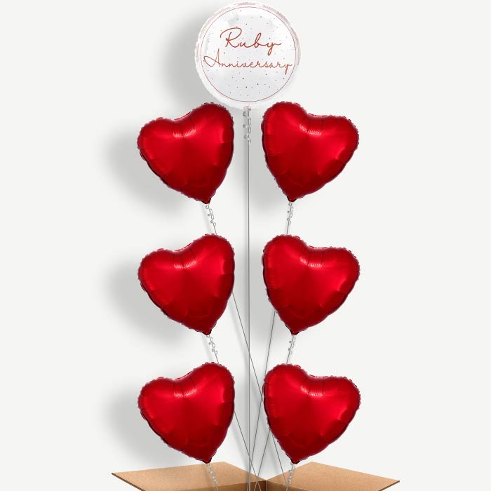 Ruby Anniversary Helium Balloon Arrangement  | Party Save Smile