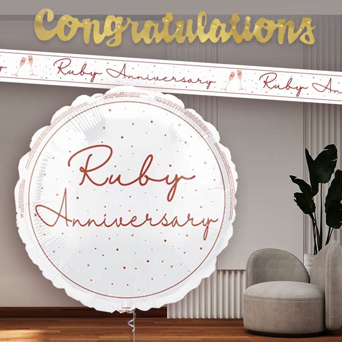 Ruby Anniversary Balloon and Banners