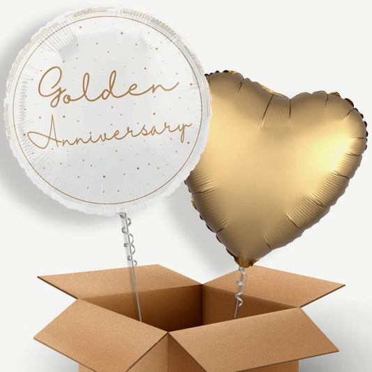 Golden Anniversary Helium Balloon Duo | Party Save Smile