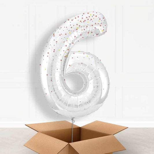 Rose Gold Dots Number 6 Helium Balloon in a Box - Giant Number | Party Save Smile