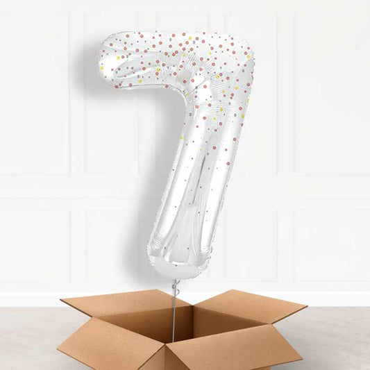Rose Gold Dots Number 7 Helium Balloon in a Box - Giant Number | Party Save Smile