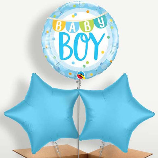 Baby Boy New Baby Bunch of Balloons inflated with Helium | Party Save Smile