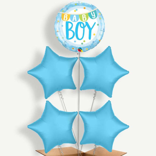 Baby Boy New Baby Balloon Cluster Inflated with Helium | Party Save Smile