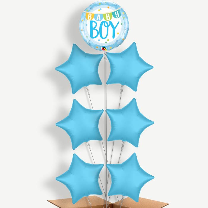 Baby Boy New Baby Balloon Arrangement Inflated with Helium | Party Save Smile