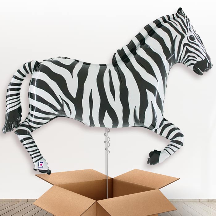 Zebra Shaped Helium Balloon in a Box Gift - Giant Balloon | Party Save Smile
