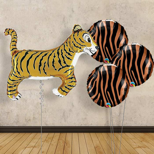 Tiger Helium Balloon Bouquet in a Box - Themed Bouquet | Party Save Smile