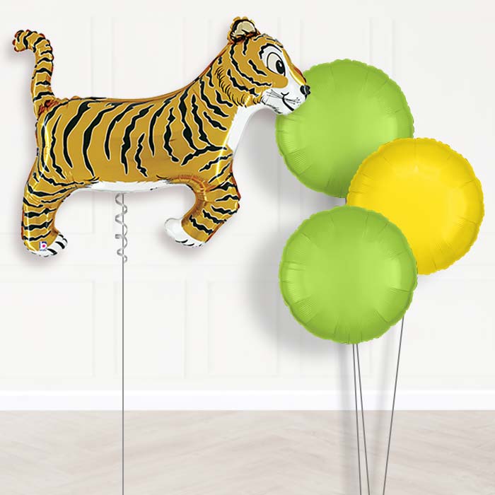 Tiger Helium Balloon Bouquet in a Box - Plain Bouquet | Party Save Smile