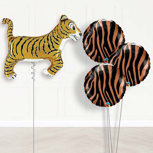 Tiger Helium Balloon Bouquet in a Box - Themed Bouquet | Party Save Smile