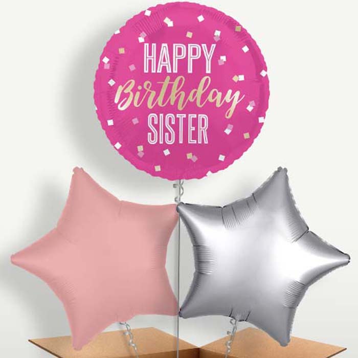Hot Pink Happy Birthday Sister Balloon Bunches | Party Save Smile